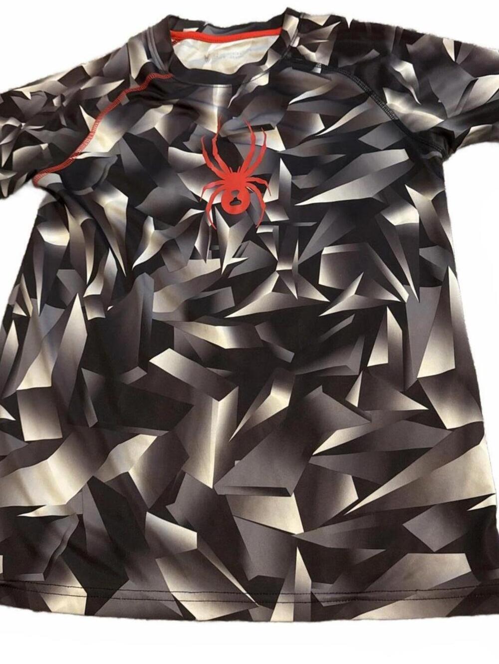 Spyder Boys Black Geometric Print Athletic Shirt Large